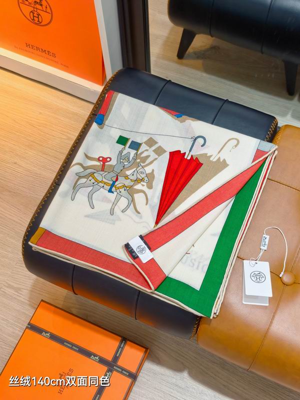 Hermes Scarf 140X140cm 70%羊绒 30%真丝 E15 (15)