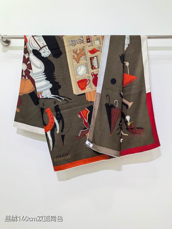 Hermes Scarf 140X140cm 70%羊绒 30%真丝 E15 (3)