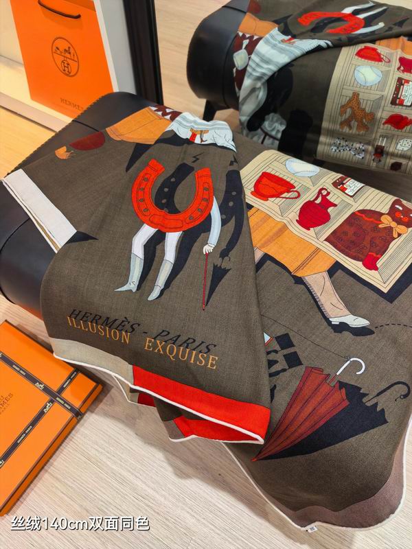 Hermes Scarf 140X140cm 70%羊绒 30%真丝 E15 (5)