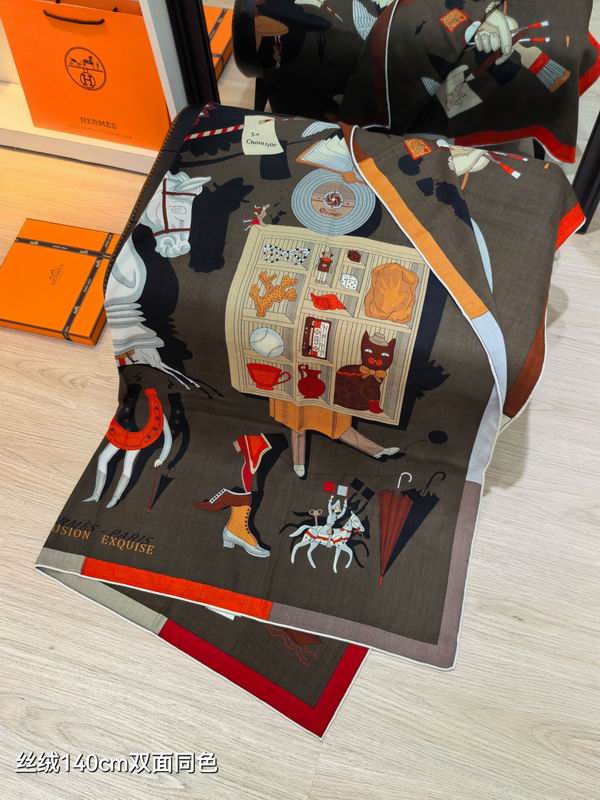 Hermes Scarf 140X140cm 70%羊绒 30%真丝 E15 (6)