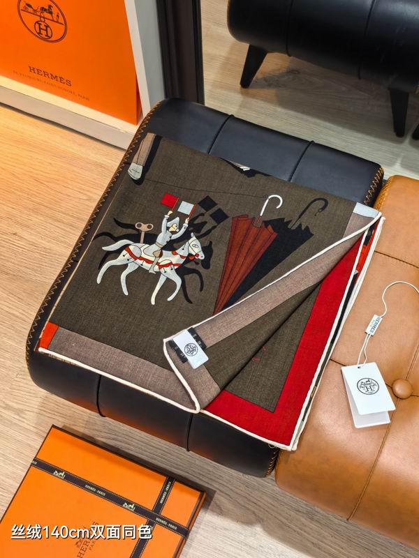 Hermes Scarf 140X140cm 70%羊绒 30%真丝 E15 (7)