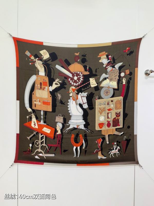 Hermes Scarf 140X140cm 70%羊绒 30%真丝 E15 (8)