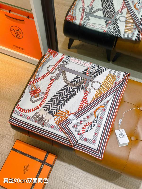Hermes silk Scarf 90X90cm E03 (27)