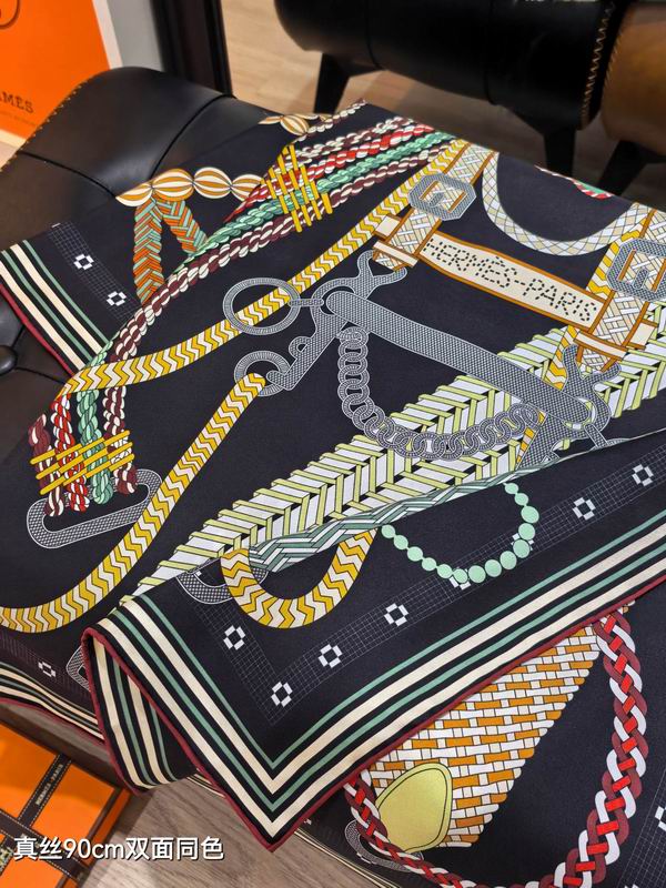 Hermes silk Scarf 90X90cm E03 (5)