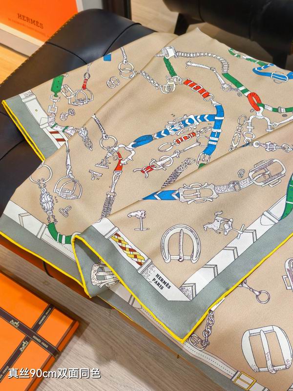 Hermes silk scarf 90X90cm E18 (15)