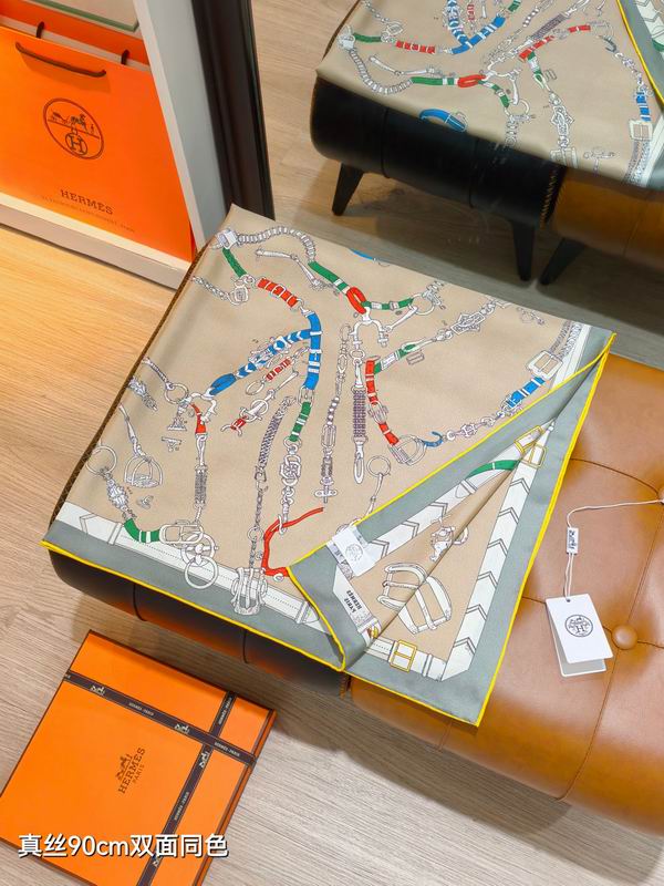 Hermes silk scarf 90X90cm E18 (17)