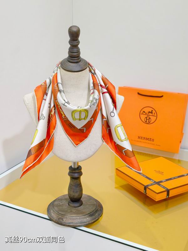 Hermes silk scarf 90X90cm E18 (22)