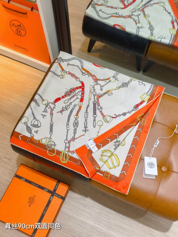 Hermes silk scarf 90X90cm E18 (27)