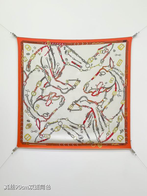 Hermes silk scarf 90X90cm E18 (28)