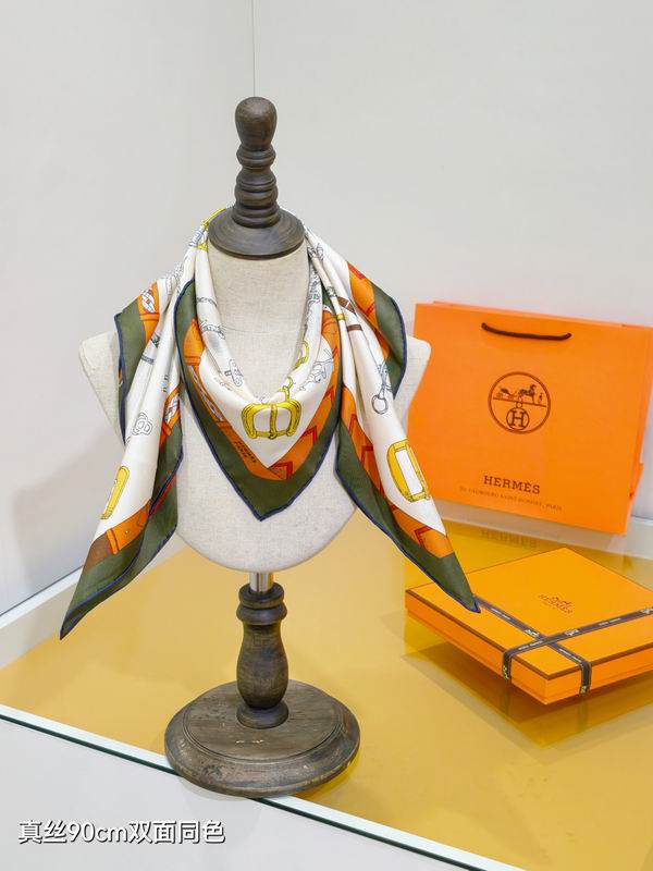 Hermes silk scarf 90X90cm E18 (32)