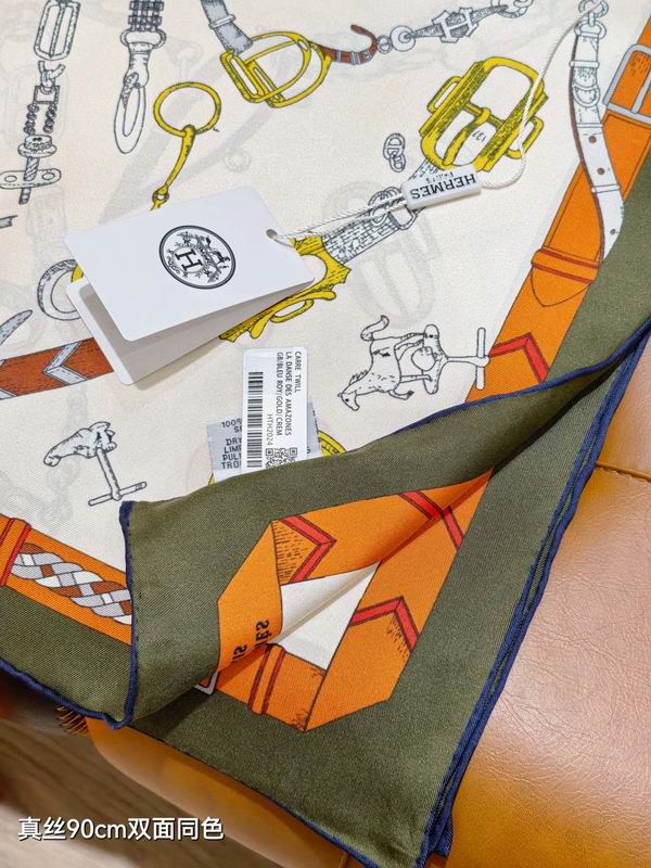 Hermes silk scarf 90X90cm E18 (34)