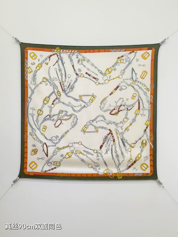 Hermes silk scarf 90X90cm E18 (38)