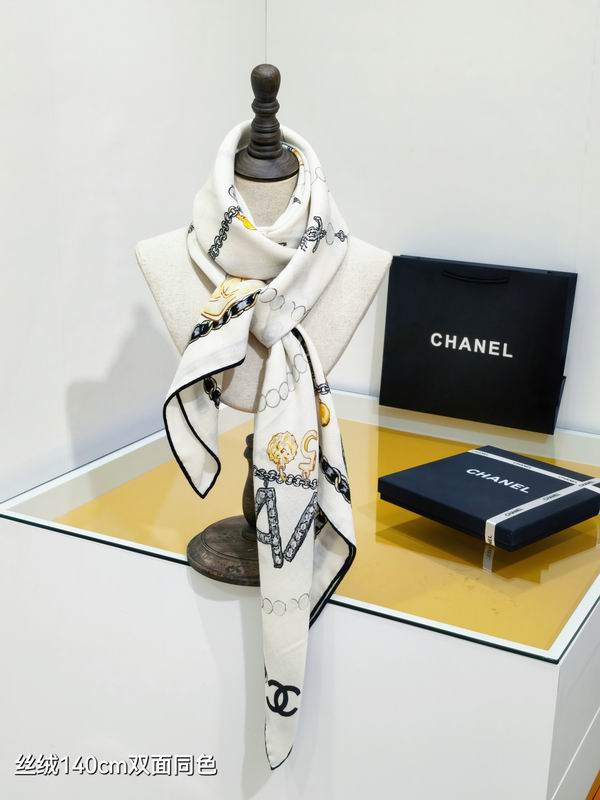 Chanel Scarf 140X140cm 70%羊绒30%真丝 E25 (2)