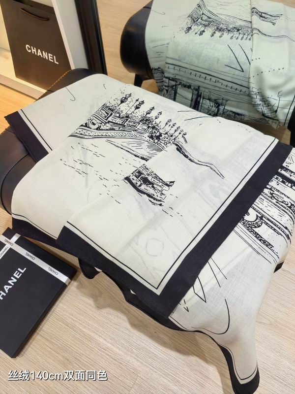 Chanel Scarf 140X140cm 70%羊绒30%真丝 E29 (5)