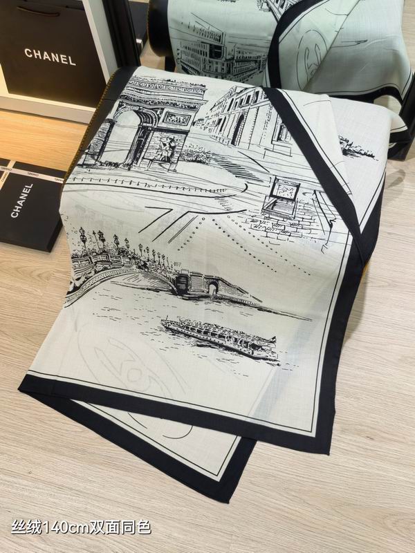Chanel Scarf 140X140cm 70%羊绒30%真丝 E29 (6)