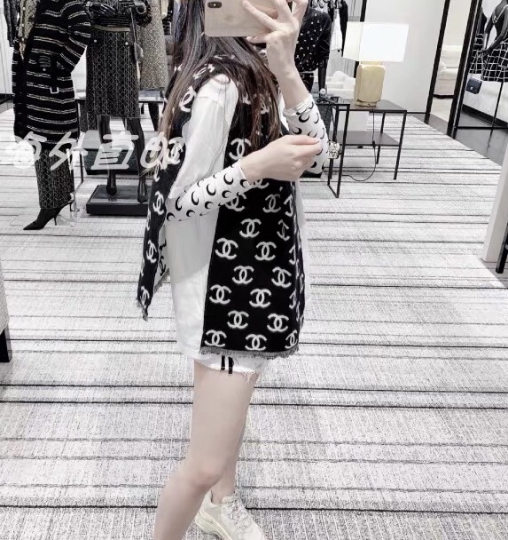 Chanel Scarf 38X190cm 92%羊毛8%羊绒 E20 (7)