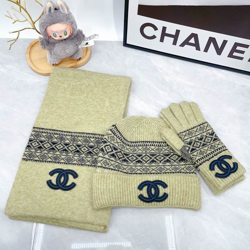 Chanel Scarf Hat Gloves dx (129)