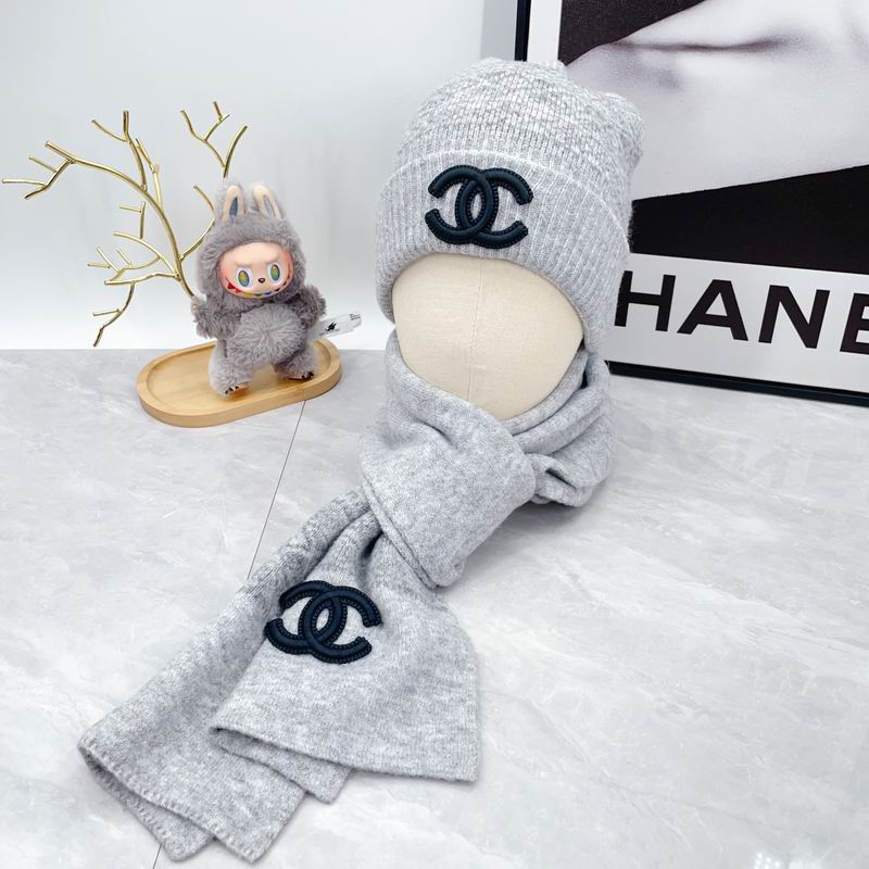 Chanel Scarf Hat Gloves dx (139)