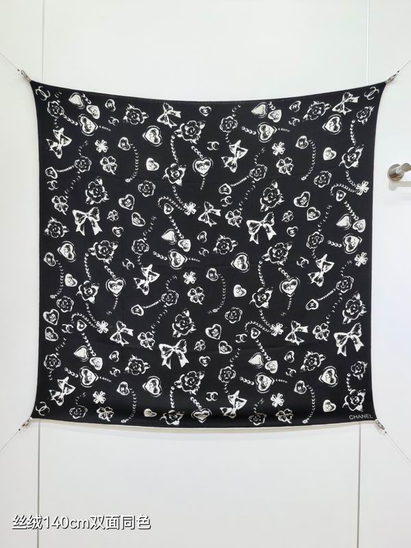 Chanel scarf 140X140cm 70%羊绒30%真丝 E01 (9)
