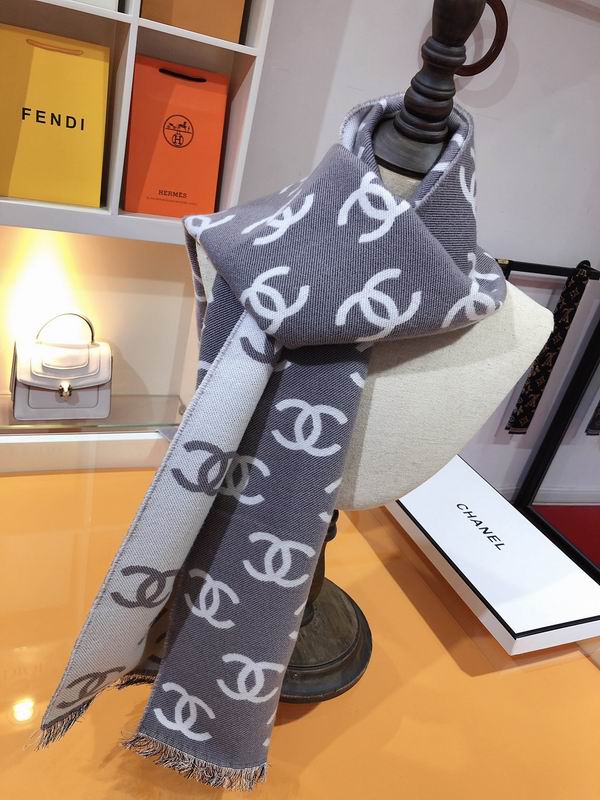 Chanel scarf 38X190cm 92%羊毛8%羊绒 E12 (1)