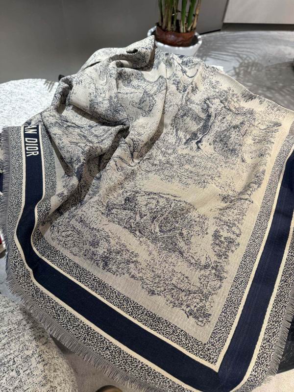 Dior Scarf 140X140cm 57%羊毛43%真丝 E49 (12)