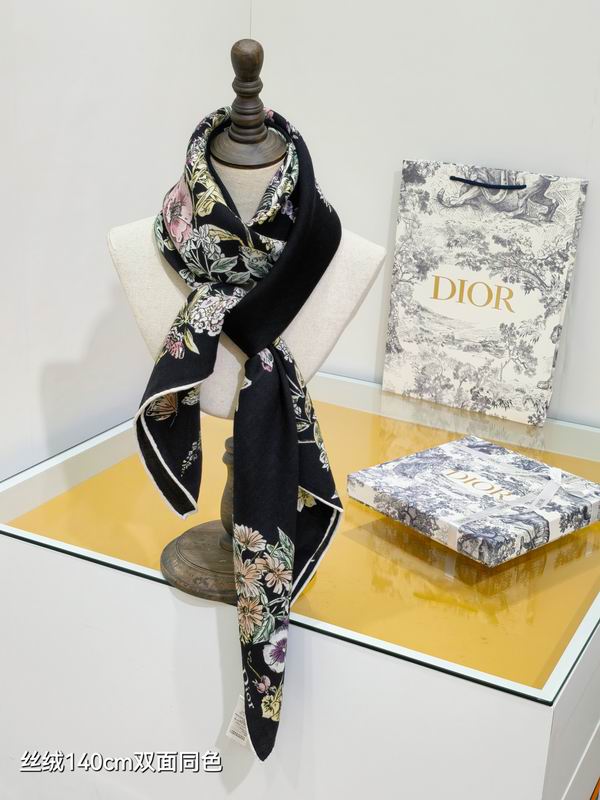 Dior scarf 140X140cm  70%羊绒30%真丝 E23 (10)