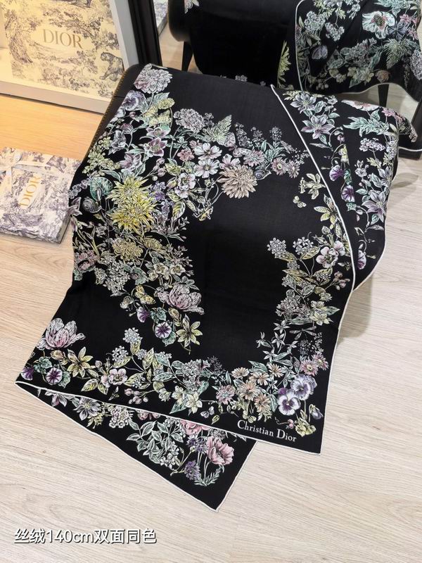 Dior scarf 140X140cm  70%羊绒30%真丝 E23 (14)