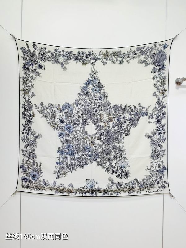 Dior scarf 140X140cm  70%羊绒30%真丝 E23 (8)