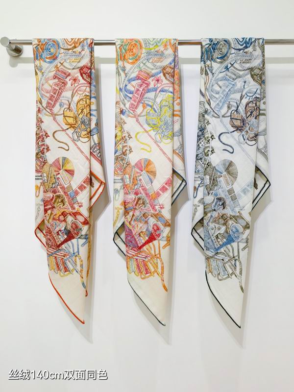 Hermes Scarf 140X140cm 70%羊绒30%真丝 E03 (1)
