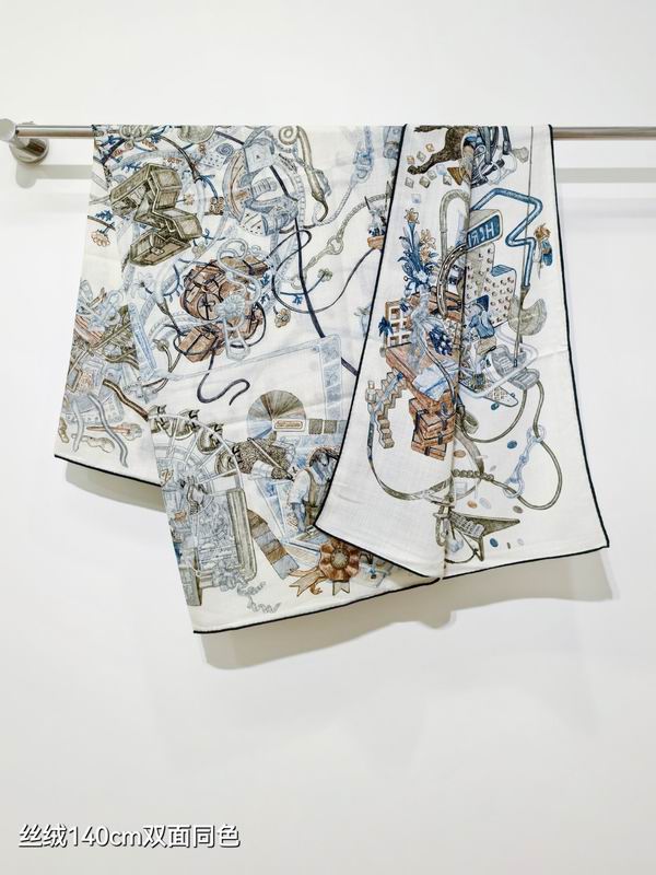 Hermes Scarf 140X140cm 70%羊绒30%真丝 E03 (13)
