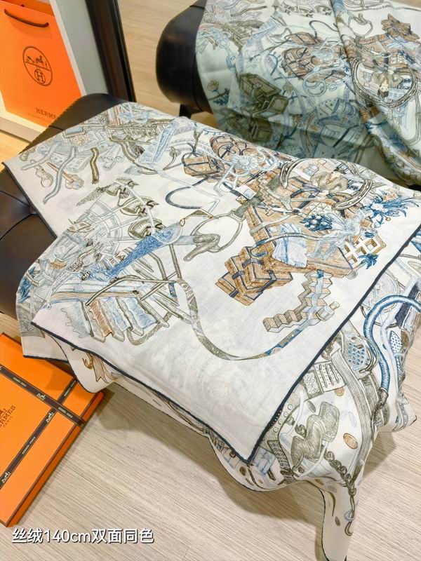 Hermes Scarf 140X140cm 70%羊绒30%真丝 E03 (15)