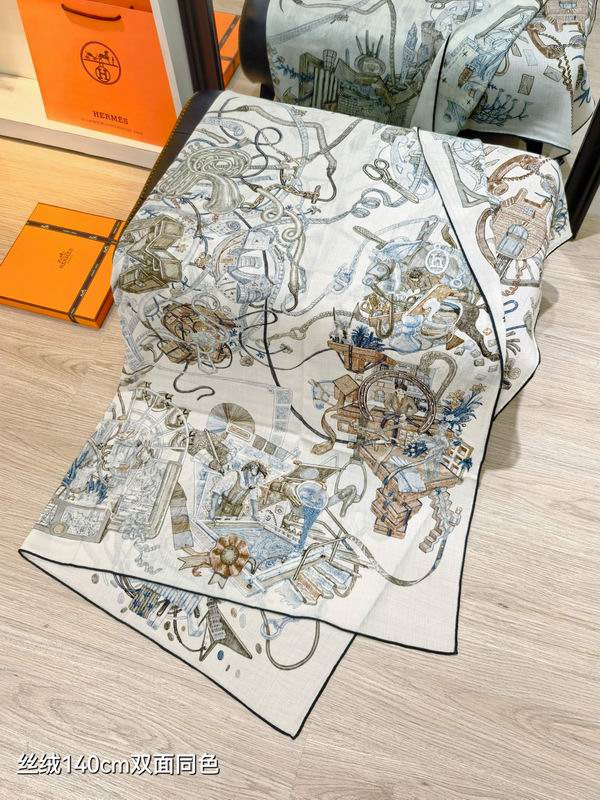 Hermes Scarf 140X140cm 70%羊绒30%真丝 E03 (16)
