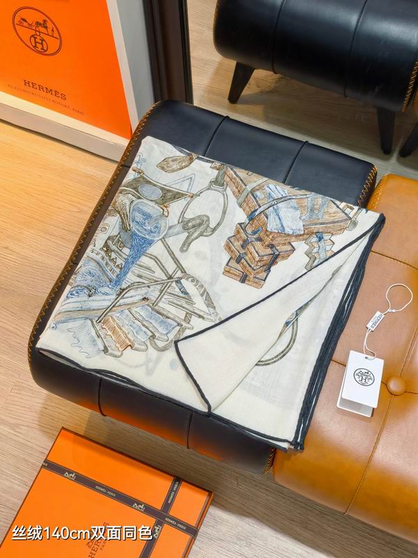 Hermes Scarf 140X140cm 70%羊绒30%真丝 E03 (17)