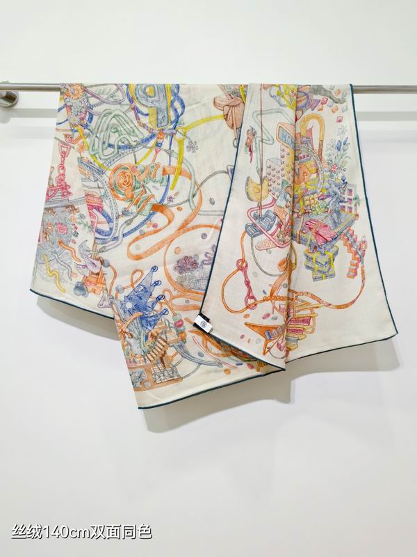Hermes Scarf 140X140cm 70%羊绒30%真丝 E03 (23)