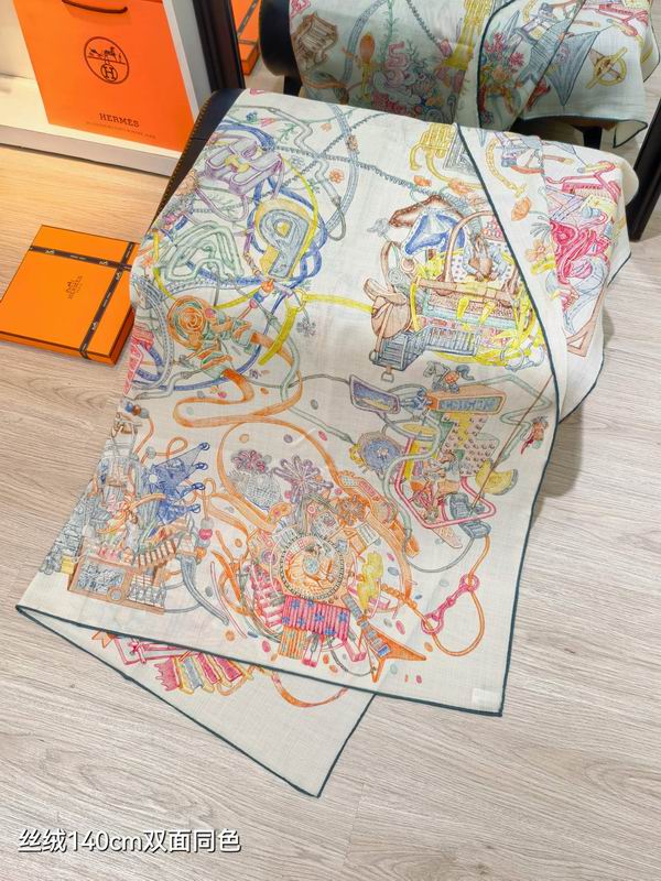 Hermes Scarf 140X140cm 70%羊绒30%真丝 E03 (26)