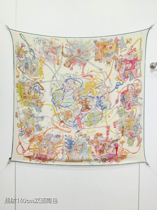 Hermes Scarf 140X140cm 70%羊绒30%真丝 E03 (28)
