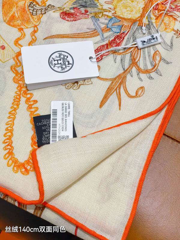 Hermes Scarf 140X140cm 70%羊绒30%真丝 E03 (4)