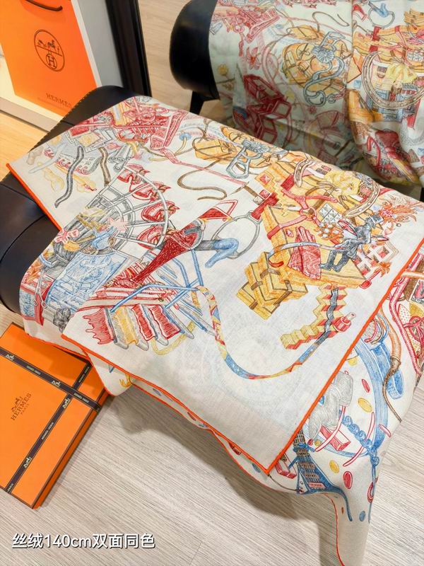 Hermes Scarf 140X140cm 70%羊绒30%真丝 E03 (5)