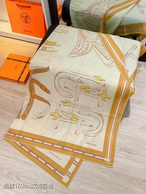Hermes Scarf 140X140cm 70%羊绒30%真丝 E07 (26)