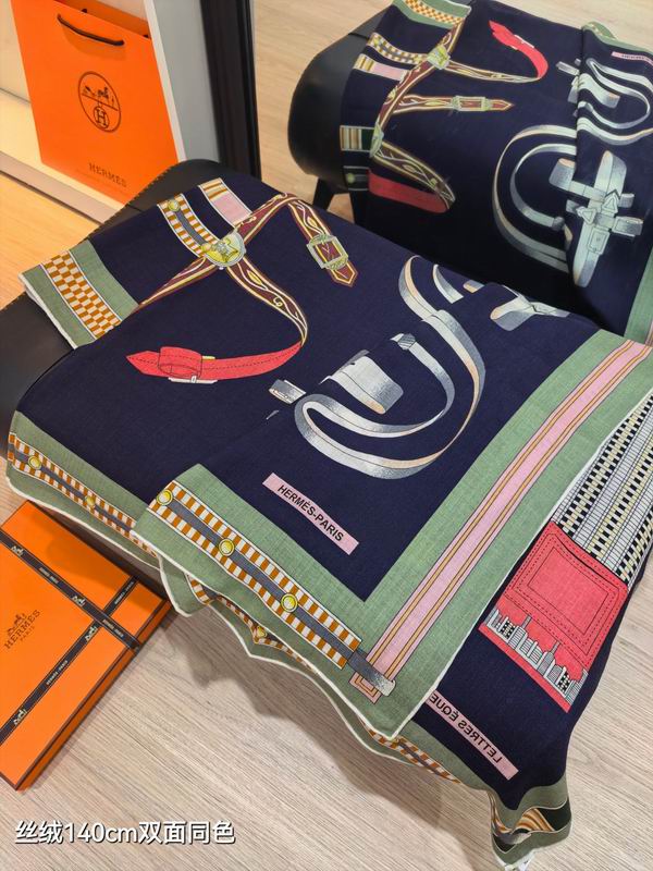 Hermes Scarf 140X140cm 70%羊绒30%真丝 E07 (35)