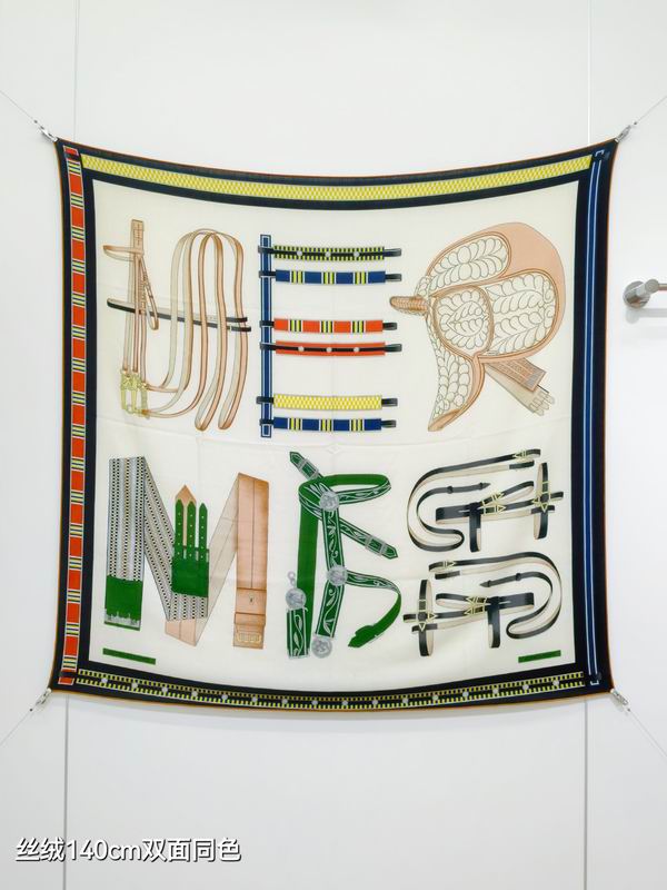 Hermes Scarf 140X140cm 70%羊绒30%真丝 E07 (8)