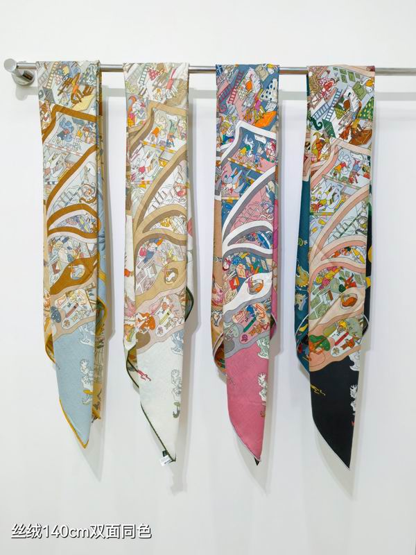 Hermes Scarf 140X140cm 70%羊绒30%真丝 E16 (1)