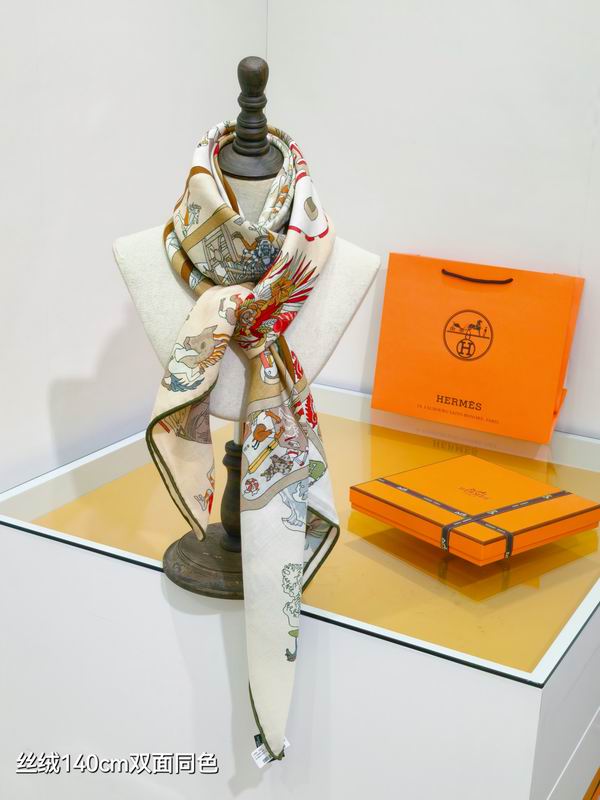 Hermes Scarf 140X140cm 70%羊绒30%真丝 E16 (10)