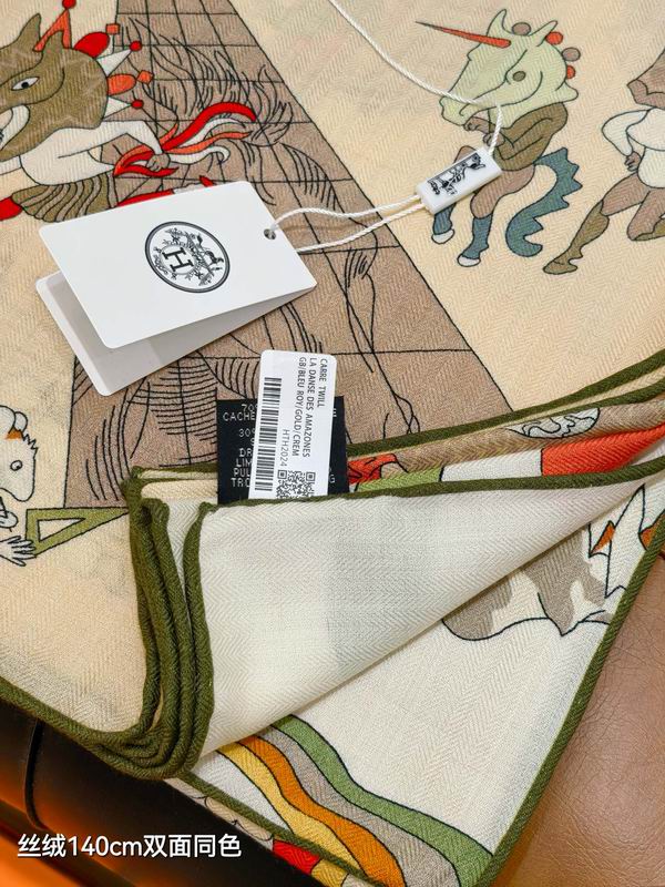 Hermes Scarf 140X140cm 70%羊绒30%真丝 E16 (12)