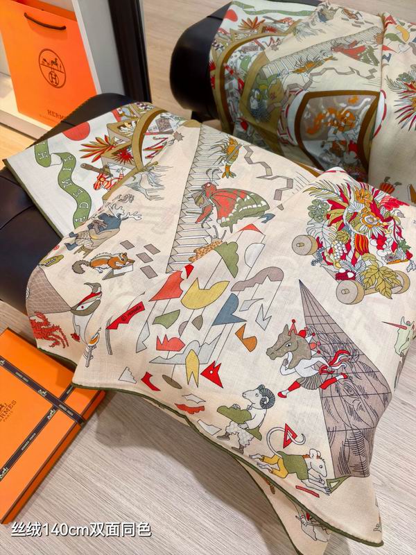 Hermes Scarf 140X140cm 70%羊绒30%真丝 E16 (13)