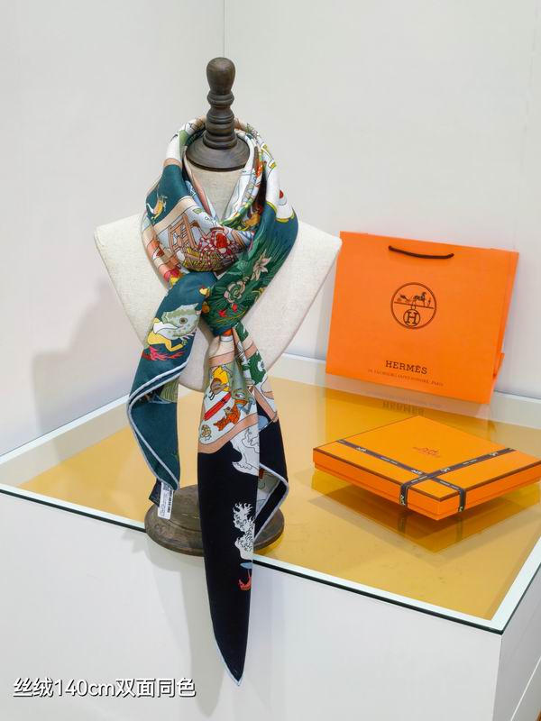 Hermes Scarf 140X140cm 70%羊绒30%真丝 E16 (18)