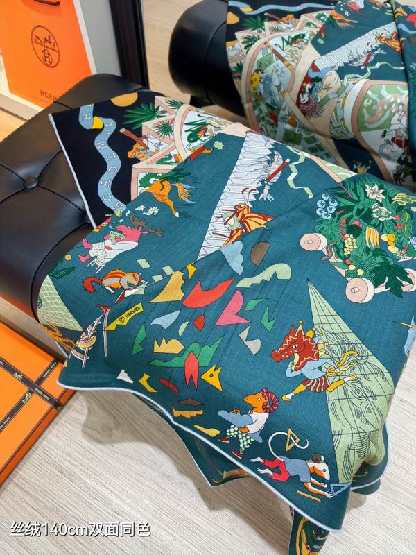 Hermes Scarf 140X140cm 70%羊绒30%真丝 E16 (21)