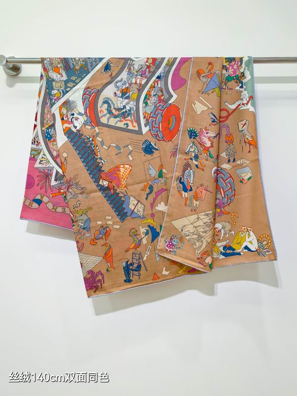 Hermes Scarf 140X140cm 70%羊绒30%真丝 E16 (27)