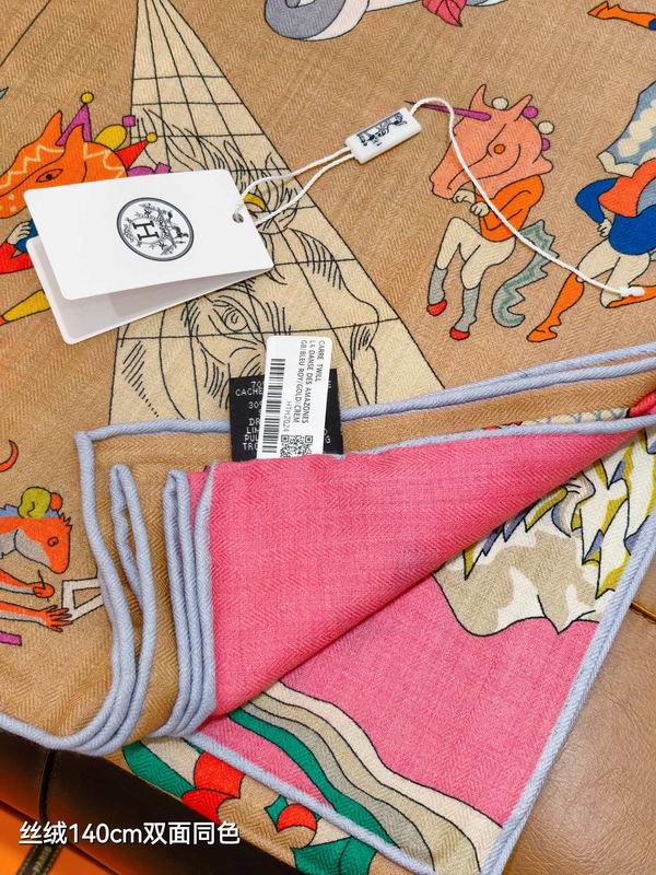 Hermes Scarf 140X140cm 70%羊绒30%真丝 E16 (28)