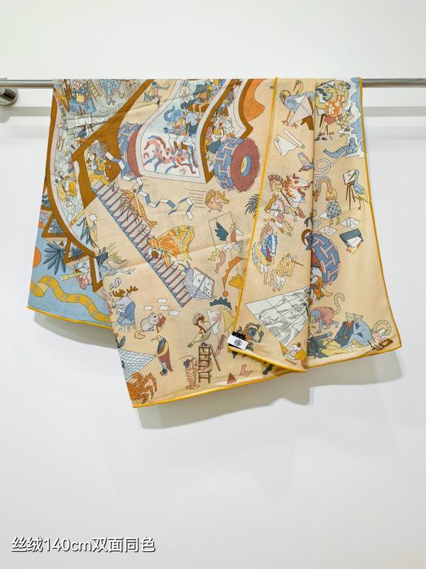 Hermes Scarf 140X140cm 70%羊绒30%真丝 E16 (3)